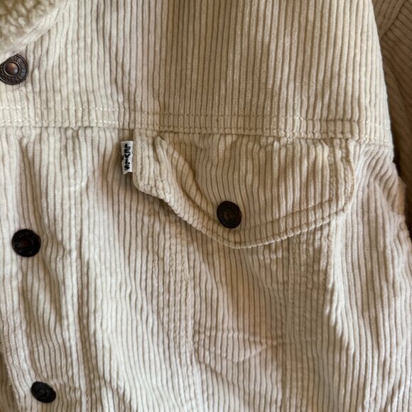 Levi's Ivory Corduroy Sherpa Jacket with Removable Fur Collar - Picture 9 of 9